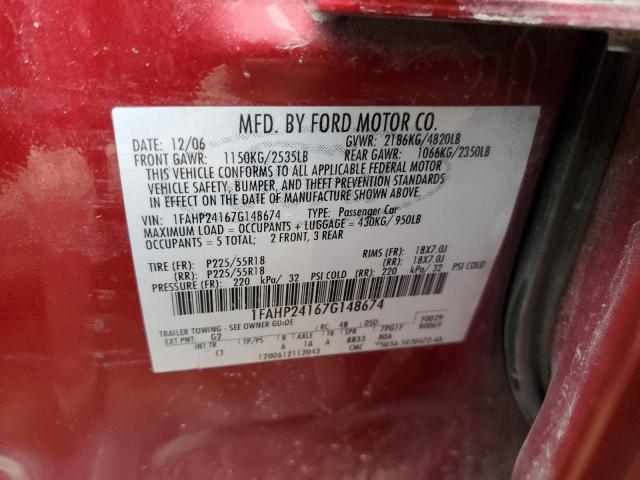 Photo 11 VIN: 1FAHP24167G148674 - FORD 500 