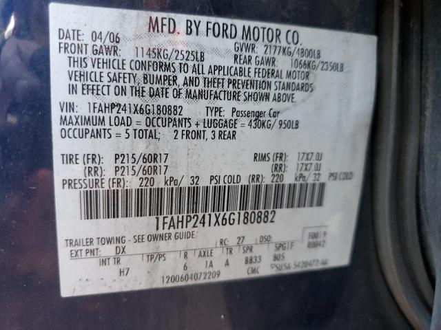 Photo 11 VIN: 1FAHP241X6G180882 - FORD 500 