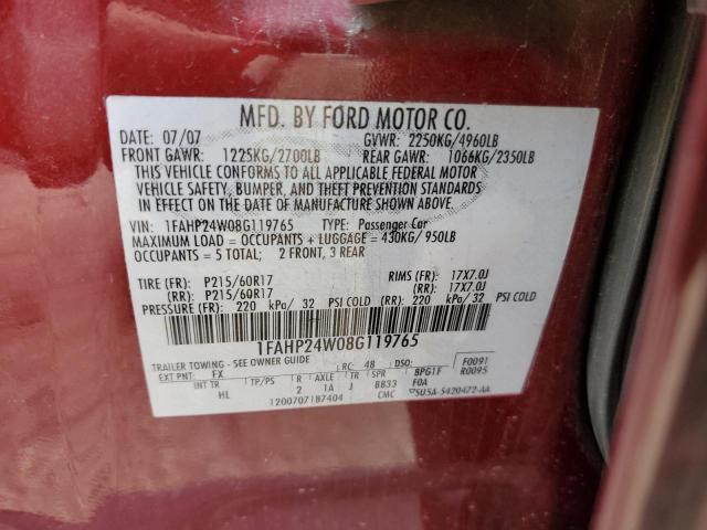 Photo 11 VIN: 1FAHP24W08G119765 - FORD TAURUS 