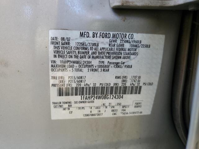 Photo 11 VIN: 1FAHP24W08G124304 - FORD TAURUS SEL 