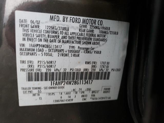 Photo 11 VIN: 1FAHP24W28G113417 - FORD TAURUS SEL 