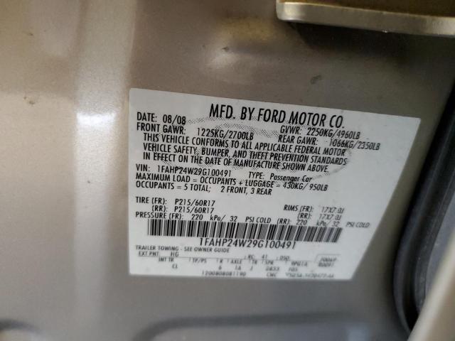 Photo 12 VIN: 1FAHP24W29G100491 - FORD TAURUS SEL 