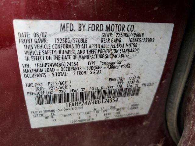 Photo 11 VIN: 1FAHP24W48G124354 - FORD TAURUS SEL 