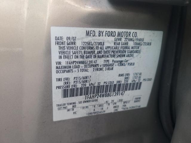 Photo 11 VIN: 1FAHP24W88G139147 - FORD TAURUS SEL 