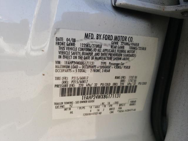 Photo 11 VIN: 1FAHP24WX8G171131 - FORD TAURUS 