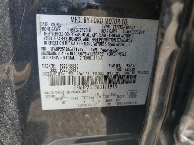 Photo 11 VIN: 1FAHP25186G111915 - FORD 500 