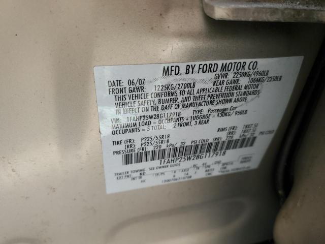 Photo 12 VIN: 1FAHP25W28G117918 - FORD TAURUS LIM 