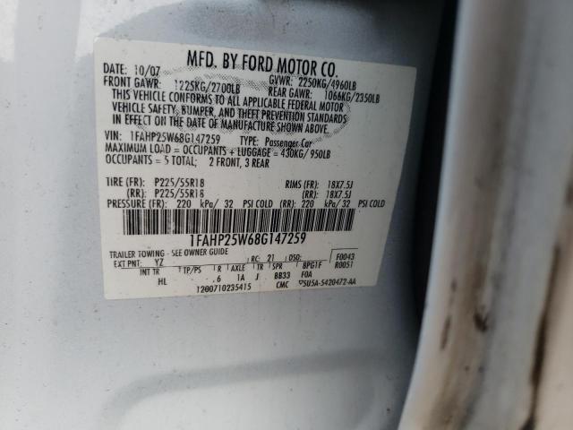 Photo 12 VIN: 1FAHP25W68G147259 - FORD TAURUS LIM 