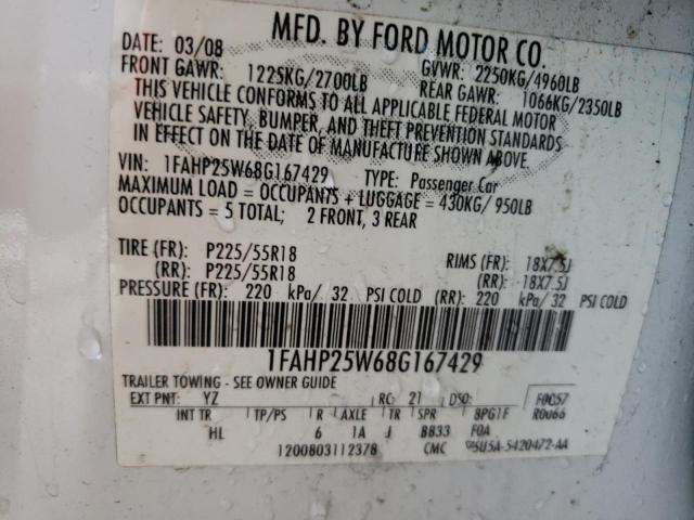 Photo 11 VIN: 1FAHP25W68G167429 - FORD TAURUS LIM 