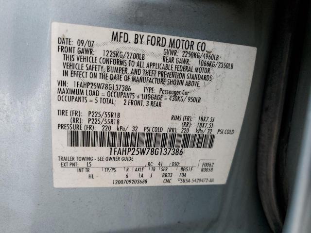 Photo 12 VIN: 1FAHP25W78G137386 - FORD TAURUS 