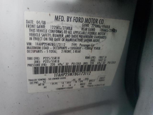 Photo 12 VIN: 1FAHP25W78G173112 - FORD TAURUS LIM 