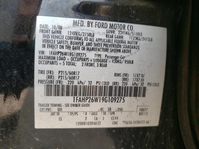 Photo 11 VIN: 1FAHP26W19G109275 - FORD TAURUS SE 