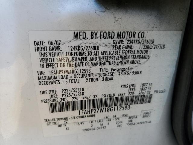 Photo 11 VIN: 1FAHP27W18G112593 - FORD TAURUS 