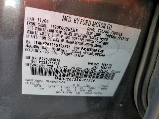 Photo 12 VIN: 1FAHP28125G127716 - FORD 500 