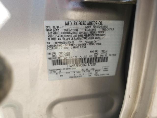 Photo 12 VIN: 1FAHP28W38G117020 - FORD TAURUS LIM 