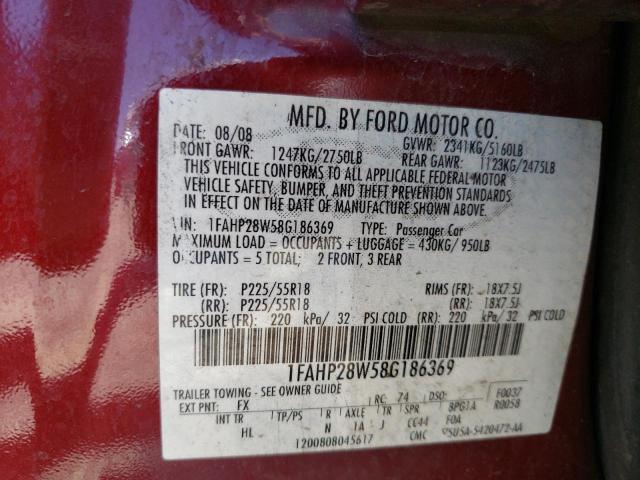 Photo 11 VIN: 1FAHP28W58G186369 - FORD TAURUS LIM 