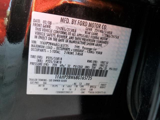 Photo 9 VIN: 1FAHP28W68G165725 - FORD TAURUS LIM 