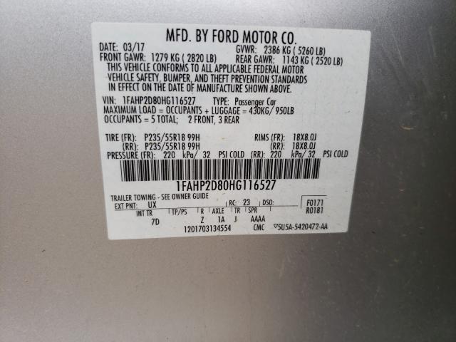 Photo 9 VIN: 1FAHP2D80HG116527 - FORD TAURUS SE 