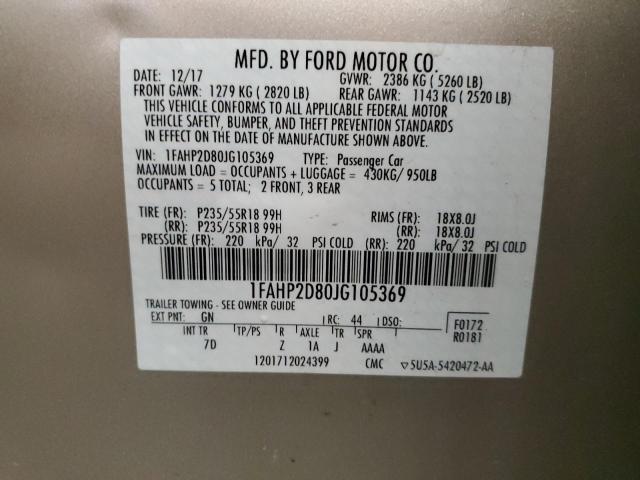 Photo 12 VIN: 1FAHP2D80JG105369 - FORD TAURUS 