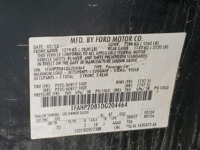 Photo 9 VIN: 1FAHP2D81DG204464 - FORD TAURUS SE 