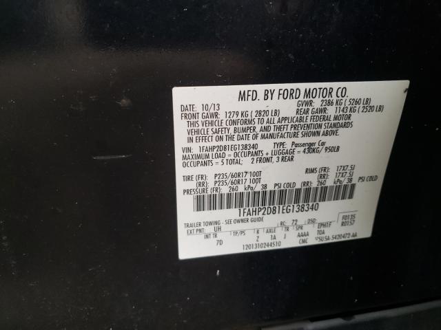 Photo 9 VIN: 1FAHP2D81EG138340 - FORD TAURUS SE 