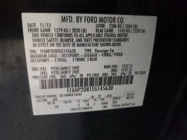 Photo 9 VIN: 1FAHP2D81EG145630 - FORD TAURUS SE 