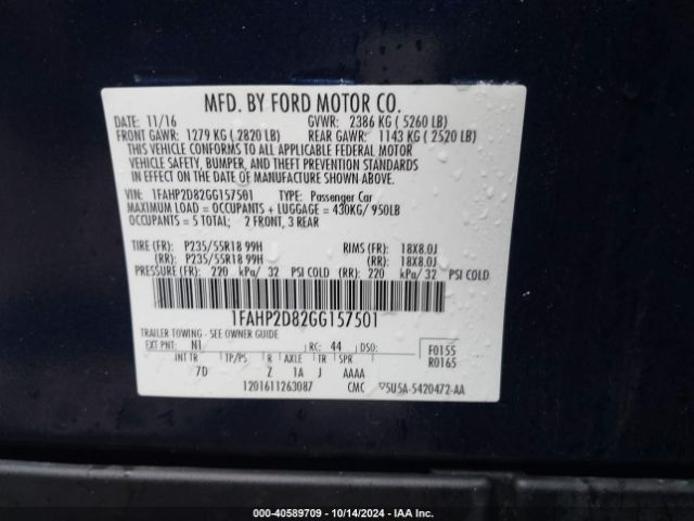 Photo 8 VIN: 1FAHP2D82GG157501 - FORD TAURUS 