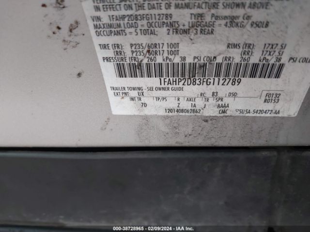 Photo 8 VIN: 1FAHP2D83FG112789 - FORD TAURUS 