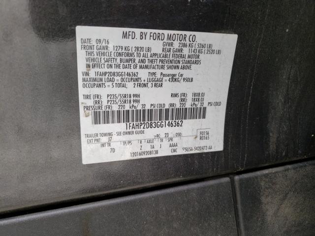 Photo 9 VIN: 1FAHP2D83GG146362 - FORD TAURUS SE 