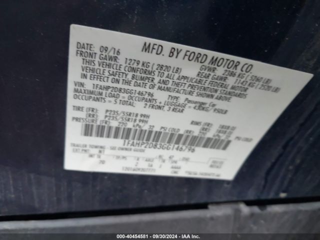 Photo 8 VIN: 1FAHP2D83GG146796 - FORD TAURUS 