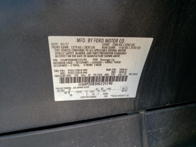 Photo 9 VIN: 1FAHP2D83HG125190 - FORD TAURUS SE 