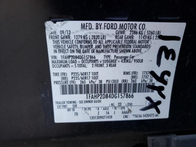 Photo 9 VIN: 1FAHP2D84DG157866 - FORD TAURUS SE 