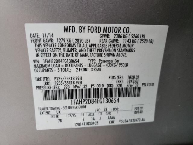 Photo 9 VIN: 1FAHP2D84FG130654 - FORD TAURUS SE 