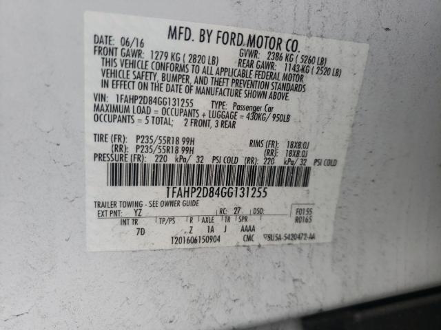 Photo 9 VIN: 1FAHP2D84GG131255 - FORD TAURUS SE 