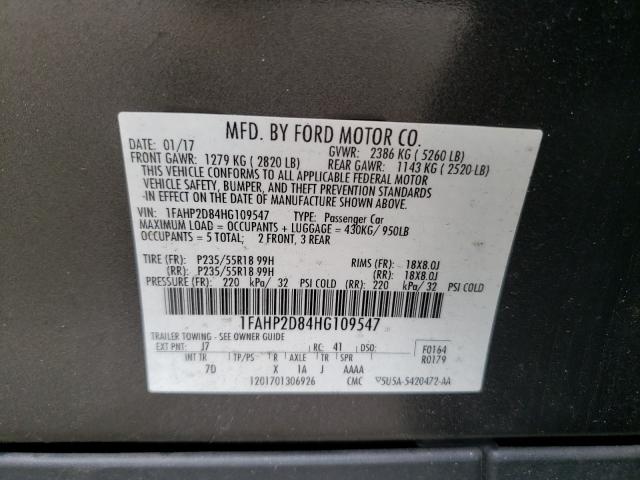 Photo 9 VIN: 1FAHP2D84HG109547 - FORD TAURUS SE 