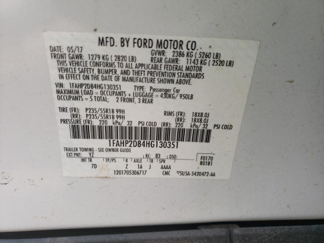 Photo 9 VIN: 1FAHP2D84HG130351 - FORD TAURUS SE 