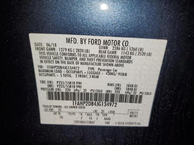 Photo 11 VIN: 1FAHP2D84JG134972 - FORD TAURUS SE 