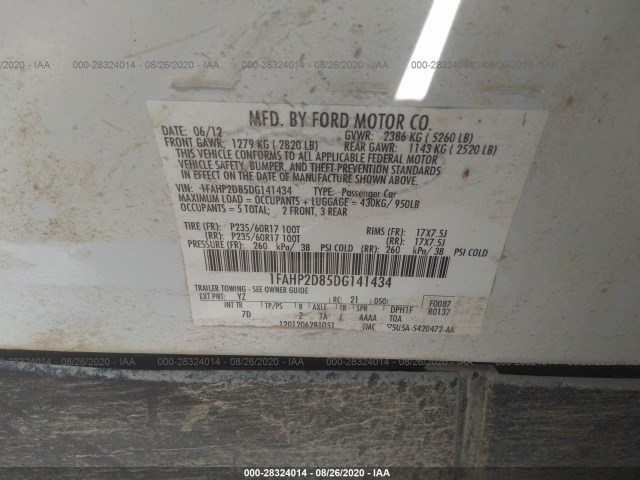 Photo 8 VIN: 1FAHP2D85DG141434 - FORD TAURUS 