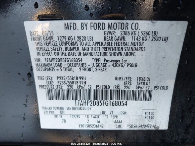 Photo 8 VIN: 1FAHP2D85FG168054 - FORD TAURUS 