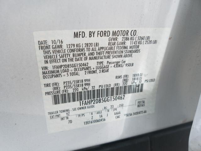 Photo 9 VIN: 1FAHP2D85GG150462 - FORD TAURUS SE 