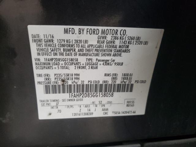 Photo 11 VIN: 1FAHP2D85GG158058 - FORD TAURUS SE 