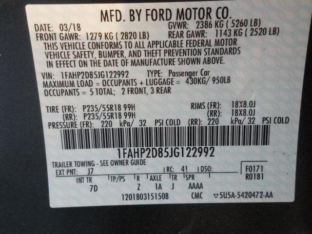 Photo 9 VIN: 1FAHP2D85JG122992 - FORD TAURUS SE 