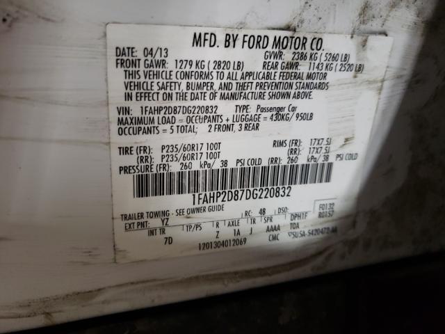 Photo 9 VIN: 1FAHP2D87DG220832 - FORD TAURUS SE 