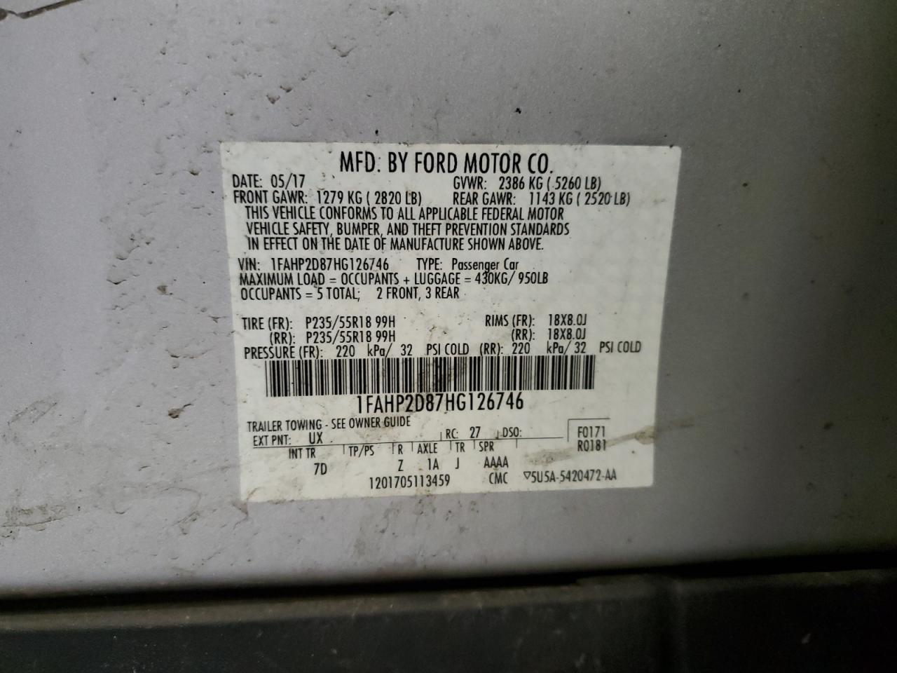 Photo 11 VIN: 1FAHP2D87HG126746 - FORD TAURUS 