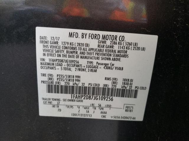 Photo 9 VIN: 1FAHP2D87JG109256 - FORD TAURUS SE 