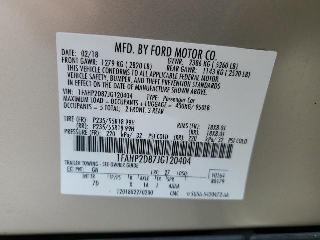 Photo 11 VIN: 1FAHP2D87JG120404 - FORD TAURUS SE 