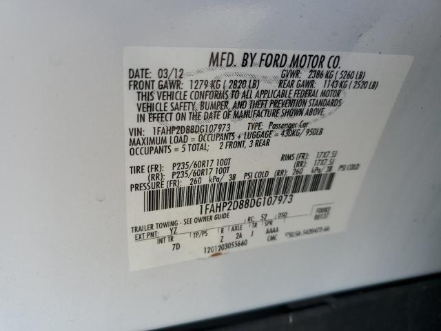 Photo 11 VIN: 1FAHP2D88DG107973 - FORD TAURUS SE 