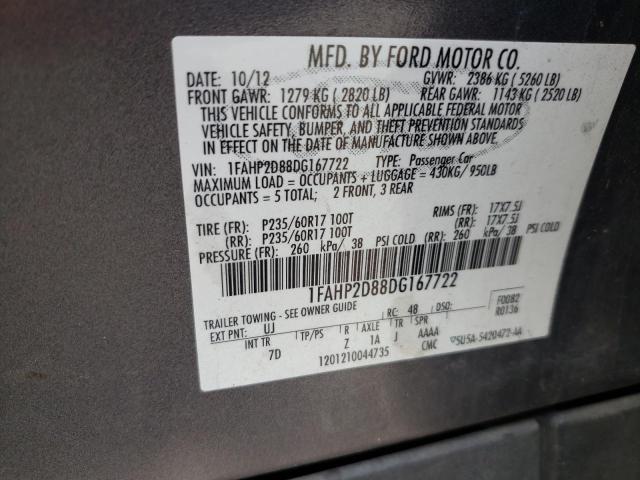 Photo 11 VIN: 1FAHP2D88DG167722 - FORD TAURUS SE 