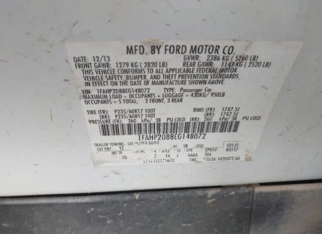 Photo 8 VIN: 1FAHP2D88EG148072 - FORD TAURUS 