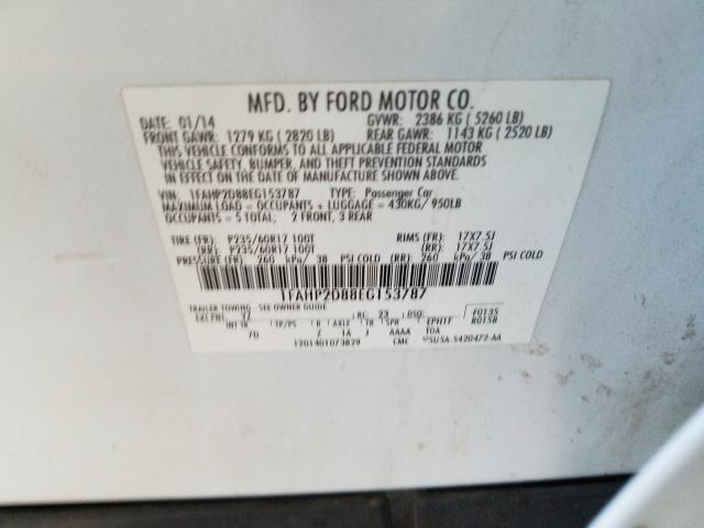 Photo 9 VIN: 1FAHP2D88EG153787 - FORD TAURUS SE 